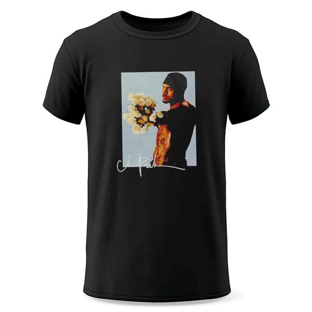 Chris Brown Holding White Roses Romantic Portrait Shirt Chris Brown Holding White Roses Romantic Portrait Shirt