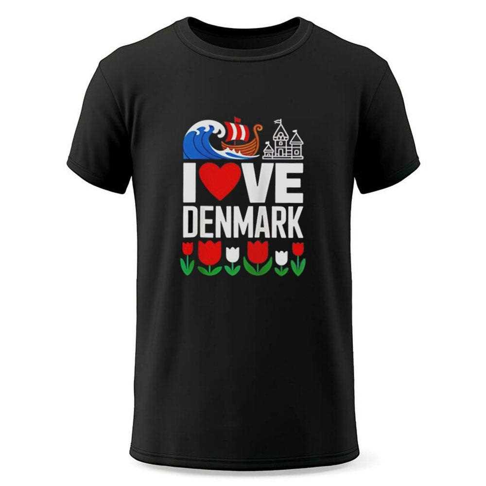 I Love Denmark Viking Ship Tulip Shirt I Love Denmark Viking Ship Tulip Shirt
