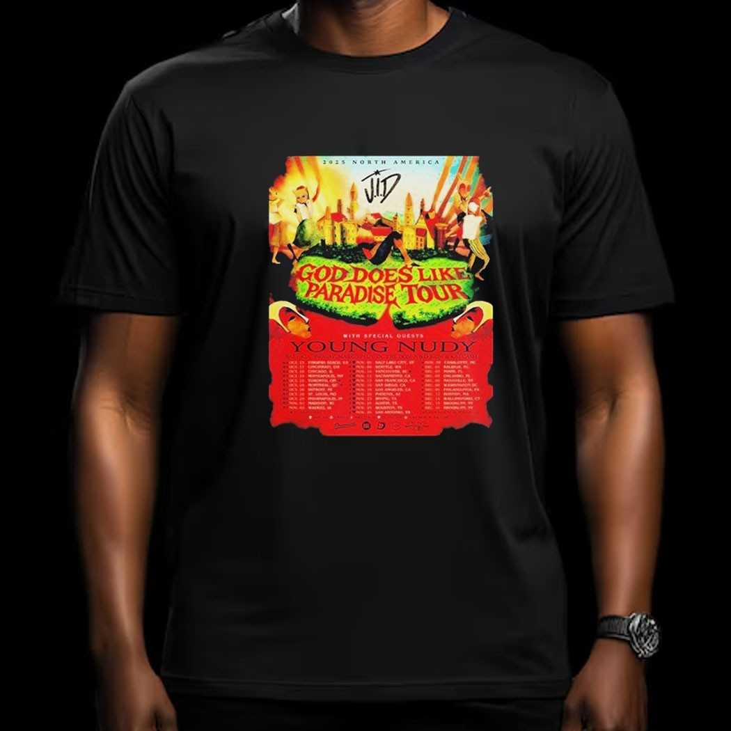 Young Nudy God Does Like Paradise Tour 2025 North America Cities Dates Shirt
