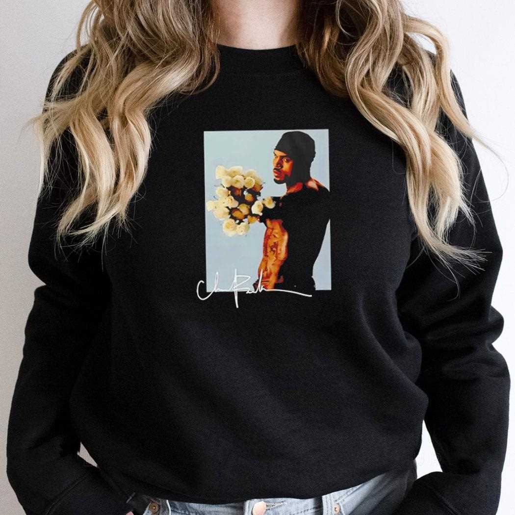 Chris Brown Holding White Roses Romantic Portrait Shirt Chris Brown Holding White Roses Romantic Portrait Shirt