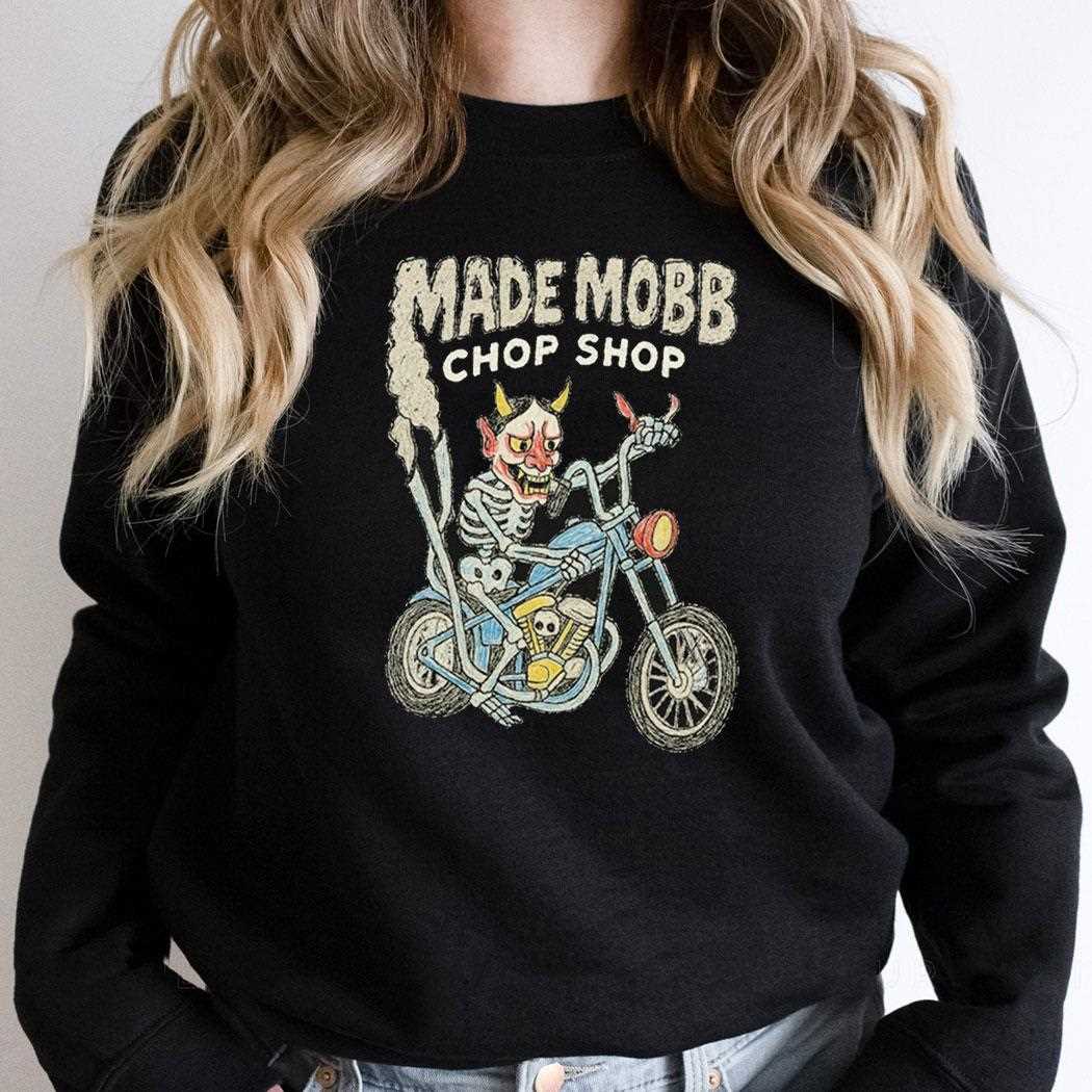 Made Mobb Chop Shop Skeleton Motor Shirt Made Mobb Chop Shop Skeleton Motor Shirt