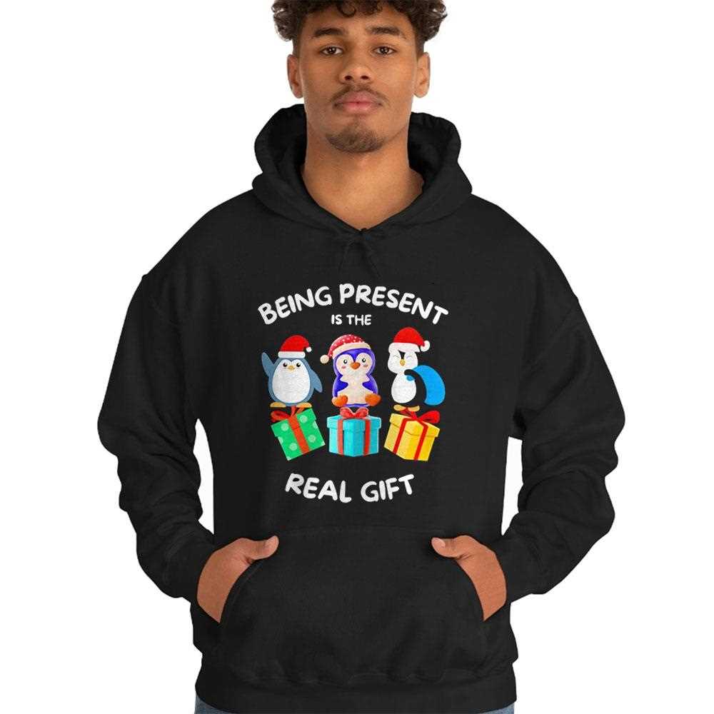 Penguin Being Present Is The Real Gift Christmas Shirt Penguin Being Present Is The Real Gift Christmas Shirt