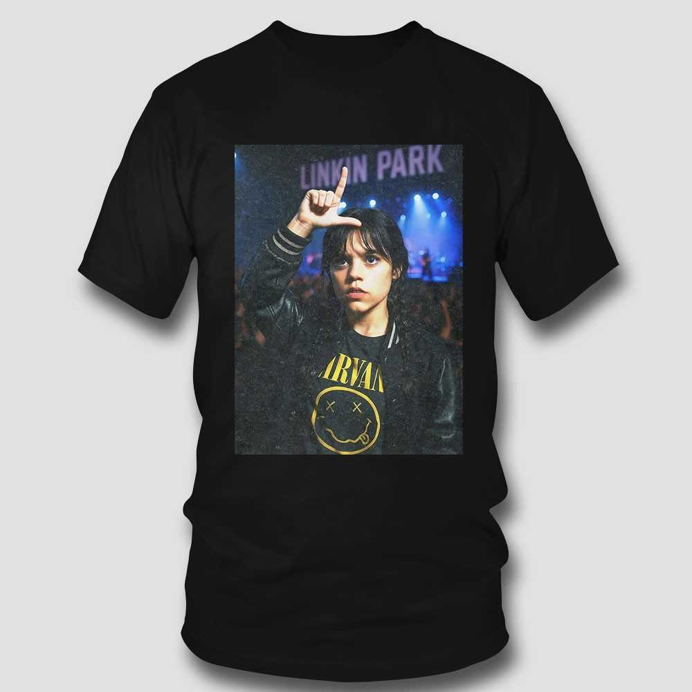 Jenna Ortega Linkin Park And Nirvana Fan Tee Jenna Ortega Linkin Park And Nirvana Fan Tee