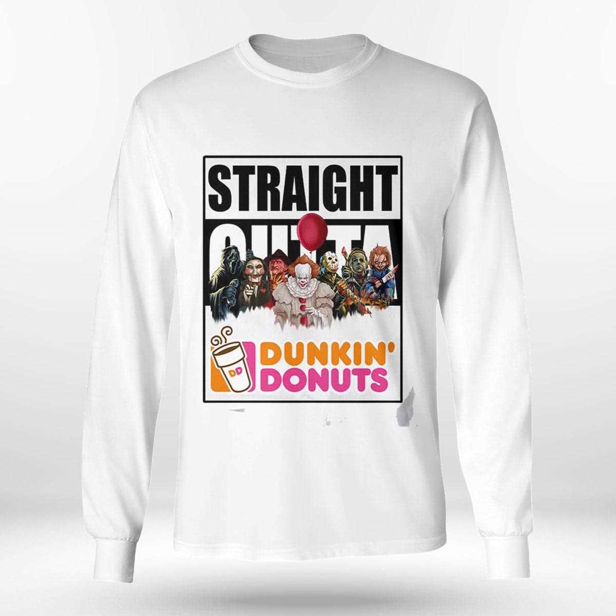 Straight Outta Dunkin Donuts Horror Crew Tee Straight Outta Dunkin Donuts Horror Crew Tee
