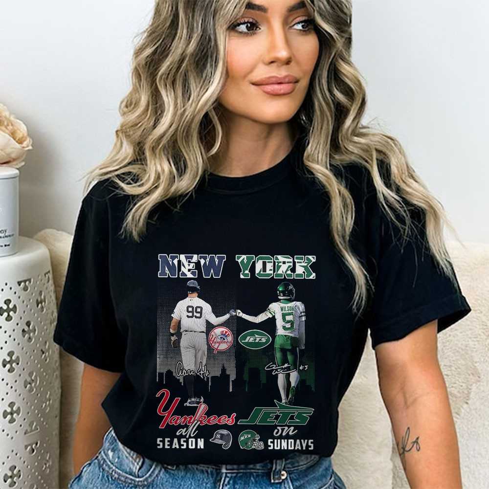 New York Sports Judge Yankees All Season Wilson Jets On Sundays Skyline Shirt New York Sports Judge Yankees All Season Wilson Jets On Sundays Skyline Shirt