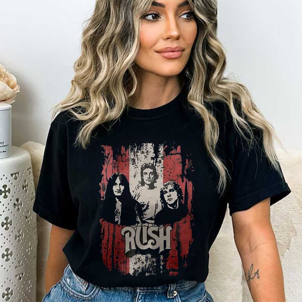 Rush Band Iconic Grunge Flag Tee Rush Band Iconic Grunge Flag Tee