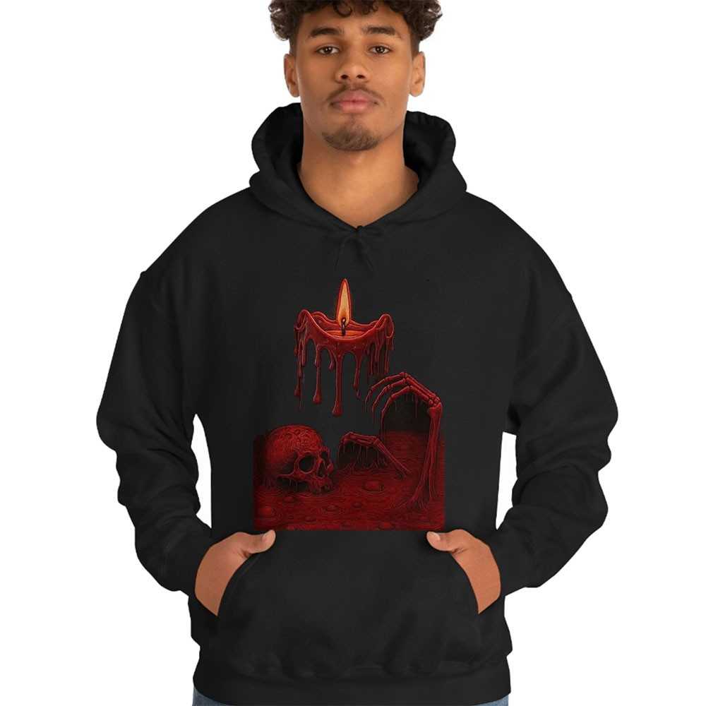 Gothic Melted Candle & Skull Horror Shirt Gothic Melted Candle & Skull Horror Shirt