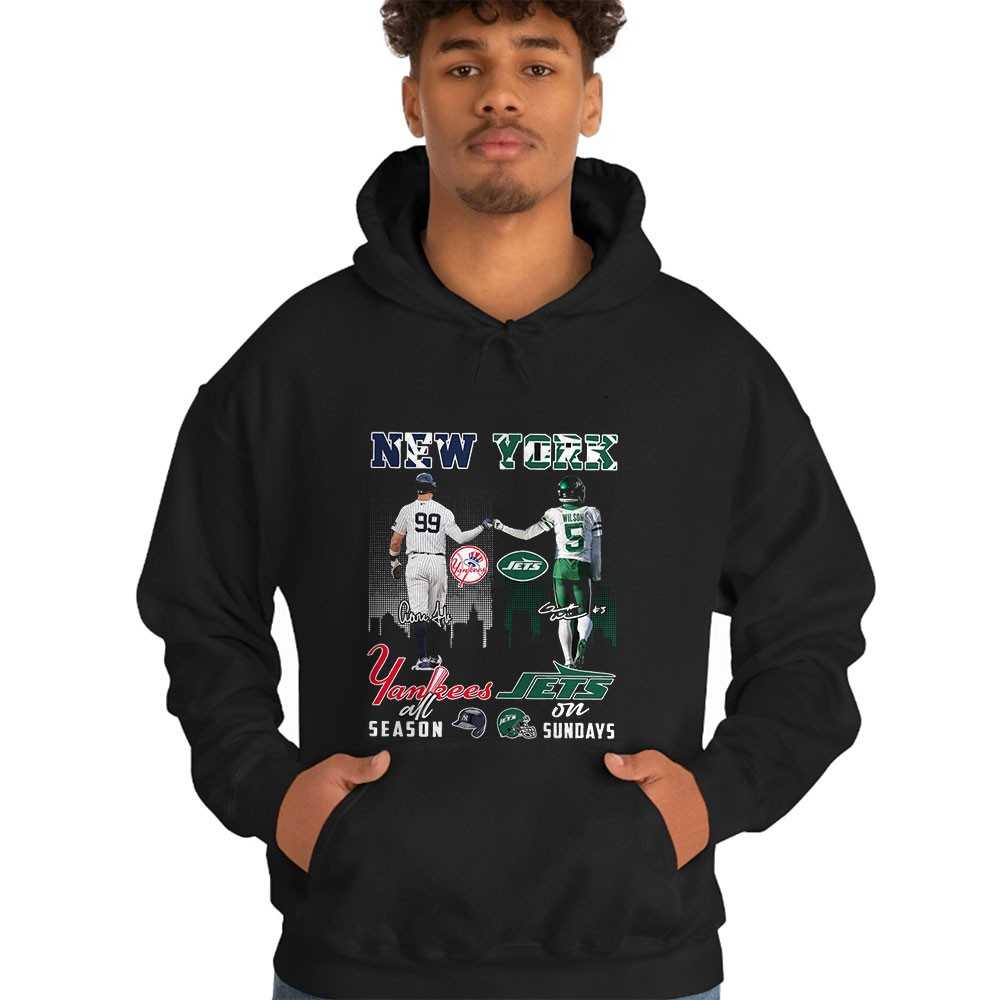 New York Sports Judge Yankees All Season Wilson Jets On Sundays Skyline Shirt New York Sports Judge Yankees All Season Wilson Jets On Sundays Skyline Shirt