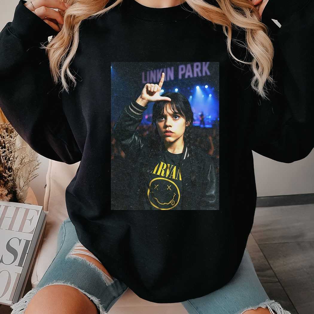 Jenna Ortega Linkin Park And Nirvana Fan Tee Jenna Ortega Linkin Park And Nirvana Fan Tee