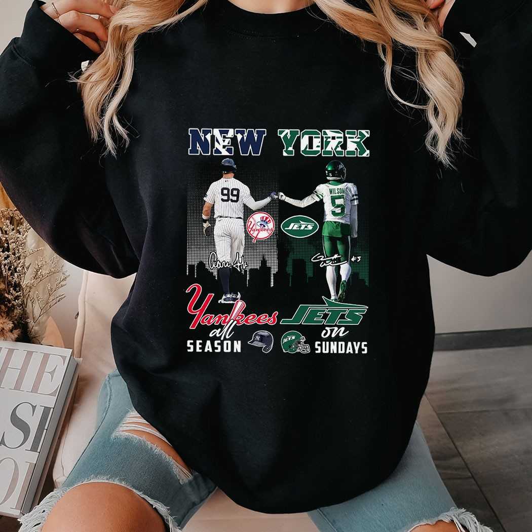 New York Sports Judge Yankees All Season Wilson Jets On Sundays Skyline Shirt New York Sports Judge Yankees All Season Wilson Jets On Sundays Skyline Shirt