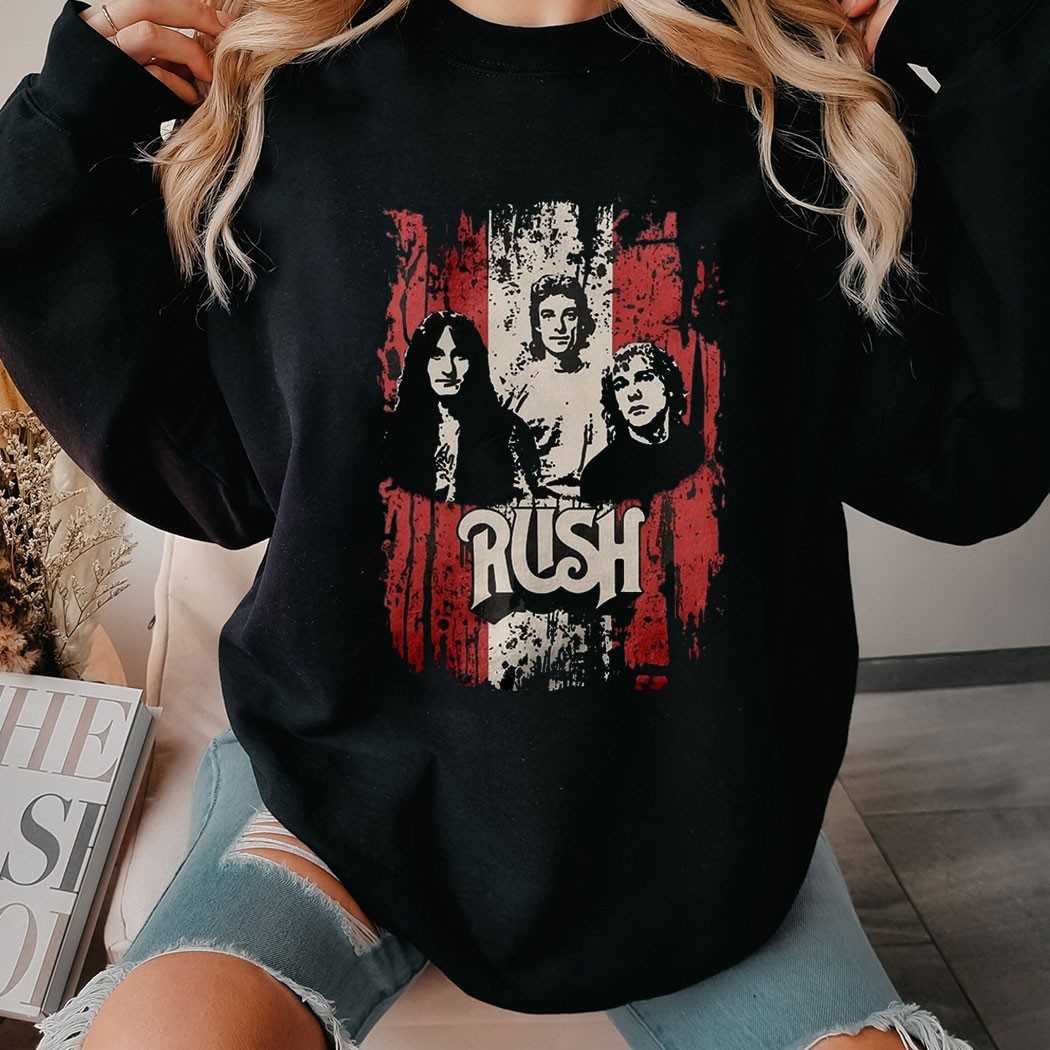 Rush Band Iconic Grunge Flag Tee Rush Band Iconic Grunge Flag Tee