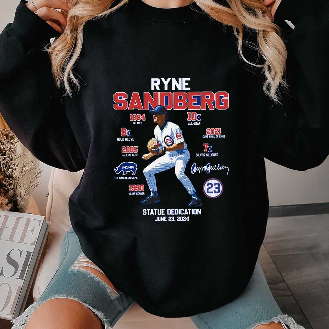 Ryne Sandberg Cubs Hall Of Fame Statue Dedication Signature Shirt Ryne Sandberg Cubs Hall Of Fame Statue Dedication Signature Shirt