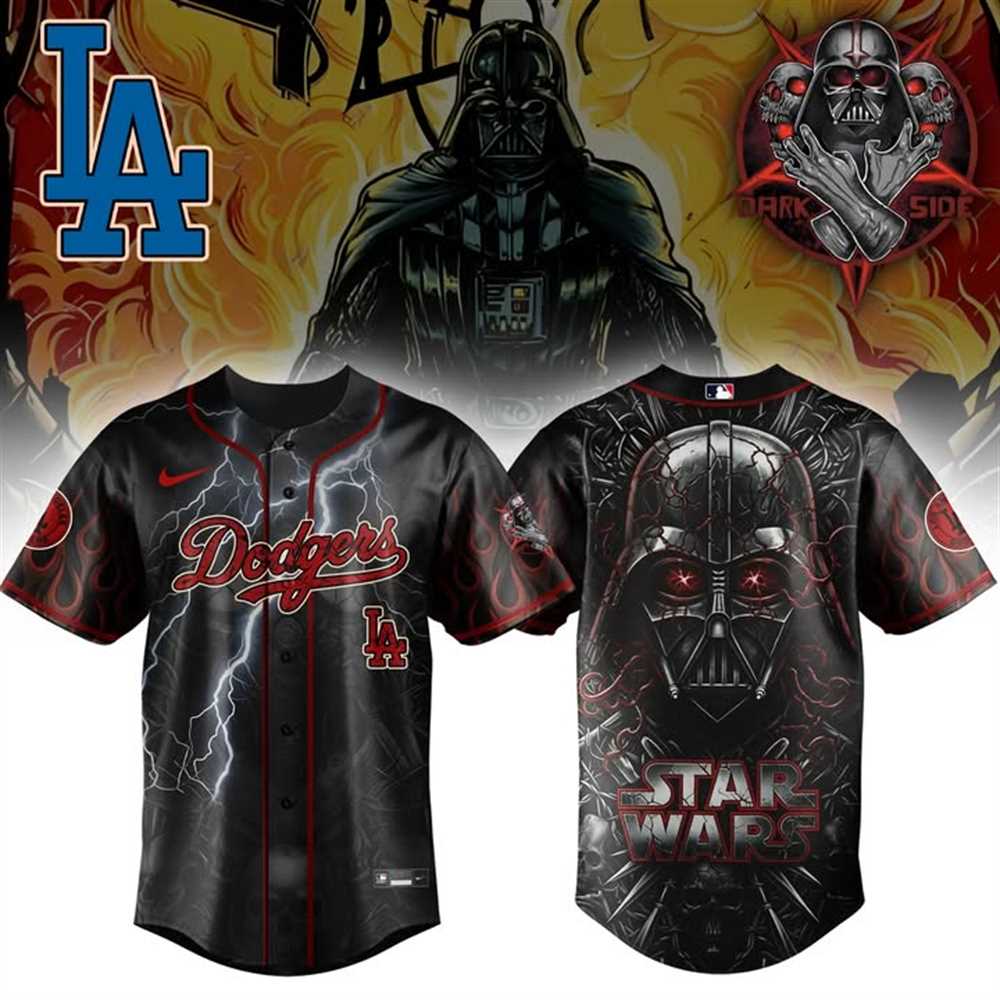 Star Wars Dodgers Darth Vader Lightning Flames Baseball Jersey Star Wars Dodgers Darth Vader Lightning Flames Baseball Jersey