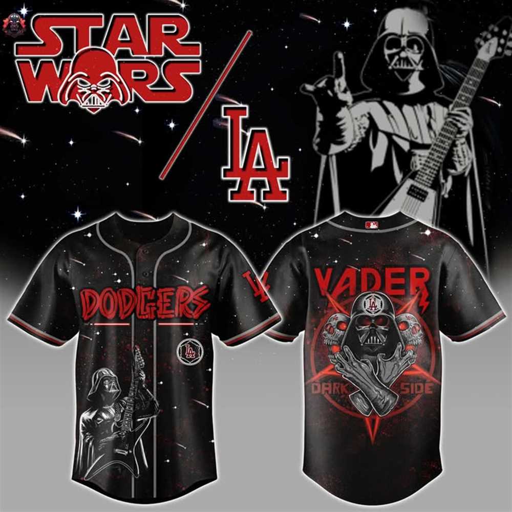 Star Wars Dodgers Vader Dark Side Heavy Metal Baseball Jersey Star Wars Dodgers Vader Dark Side Heavy Metal Baseball Jersey