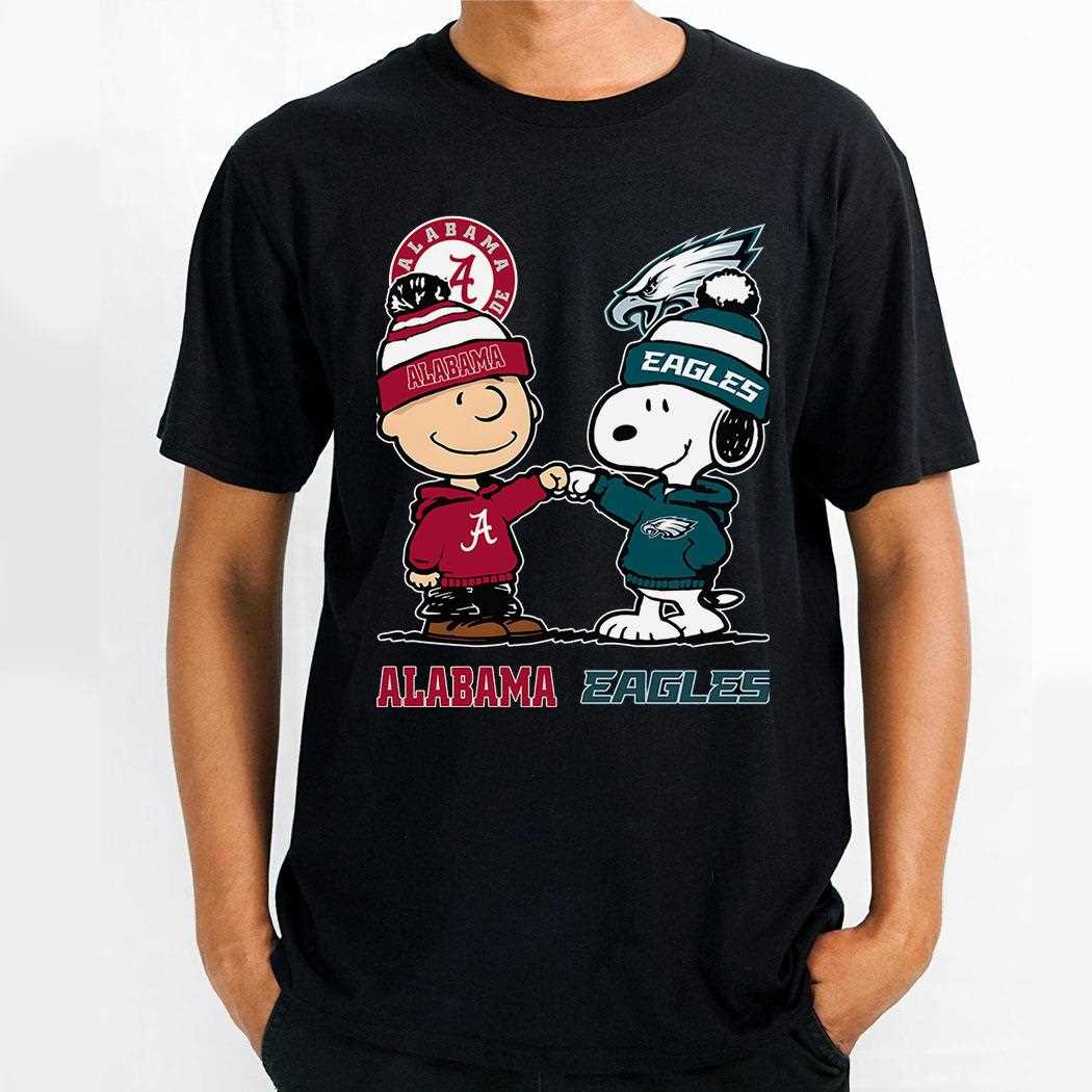 Alabama Crimson Tide And Dallas Cowboys Peanuts Fist Bump T-shirt