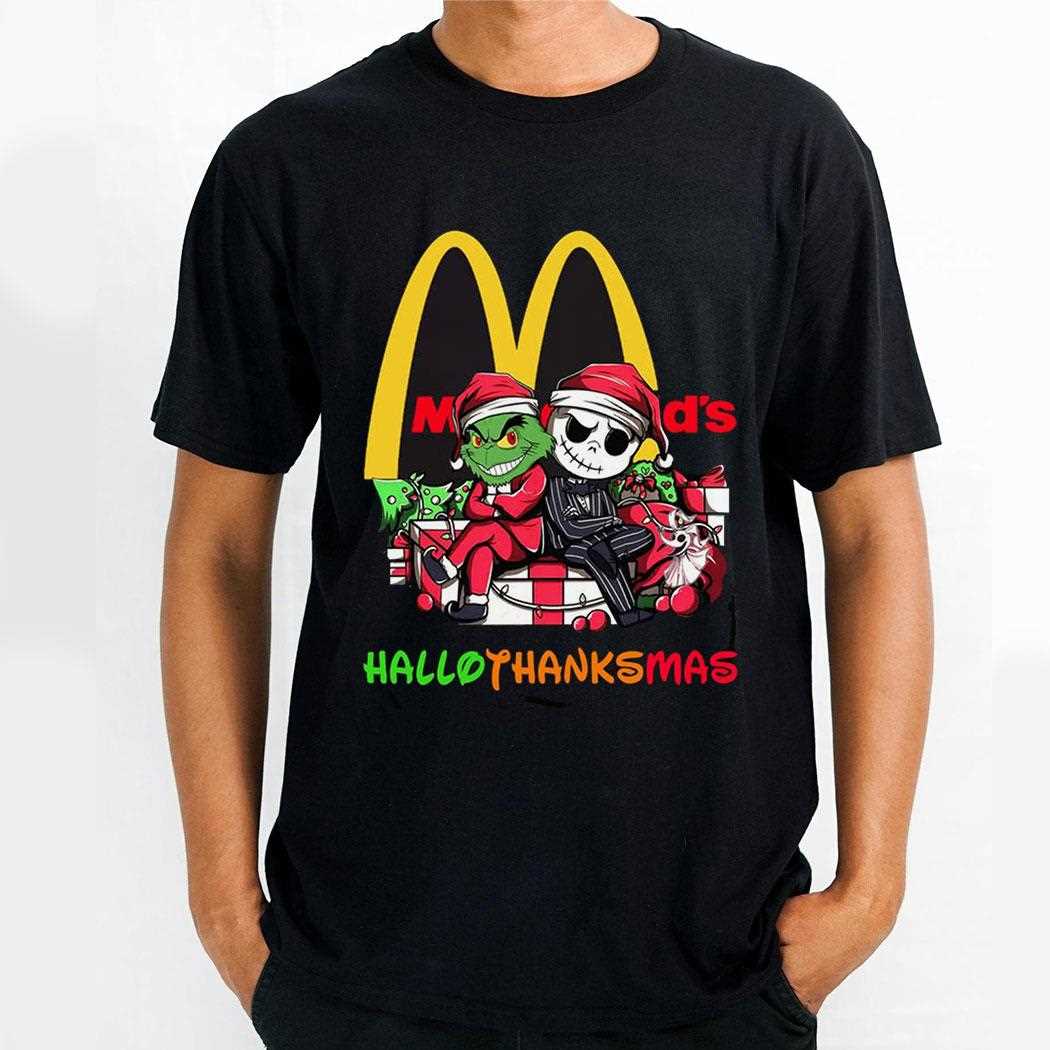Ingles Grinch And Jack Skellington Hallothanksmas Tee