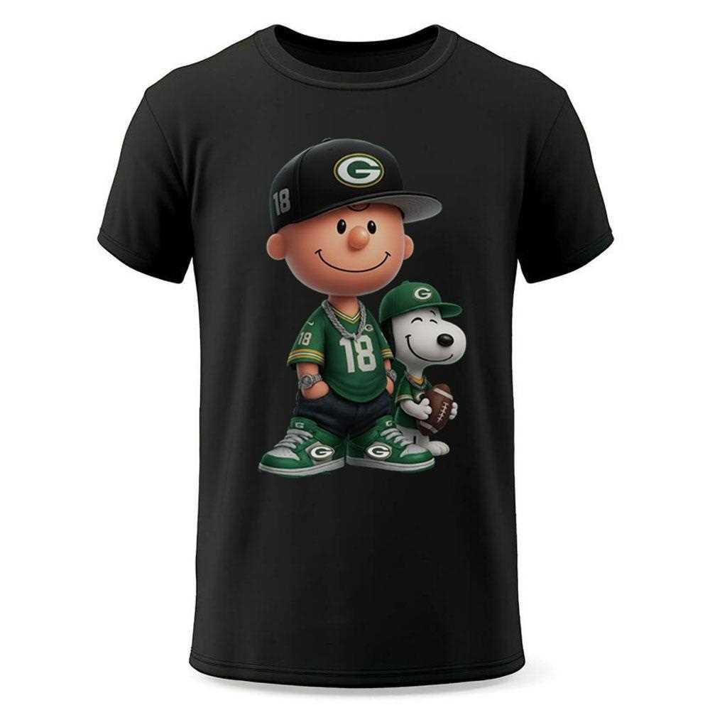 Green Bay Packers Charlie Brown Snoopy Peanuts Crewneck Sweatshirt Green Bay Packers Charlie Brown Snoopy Peanuts Crewneck Sweatshirt