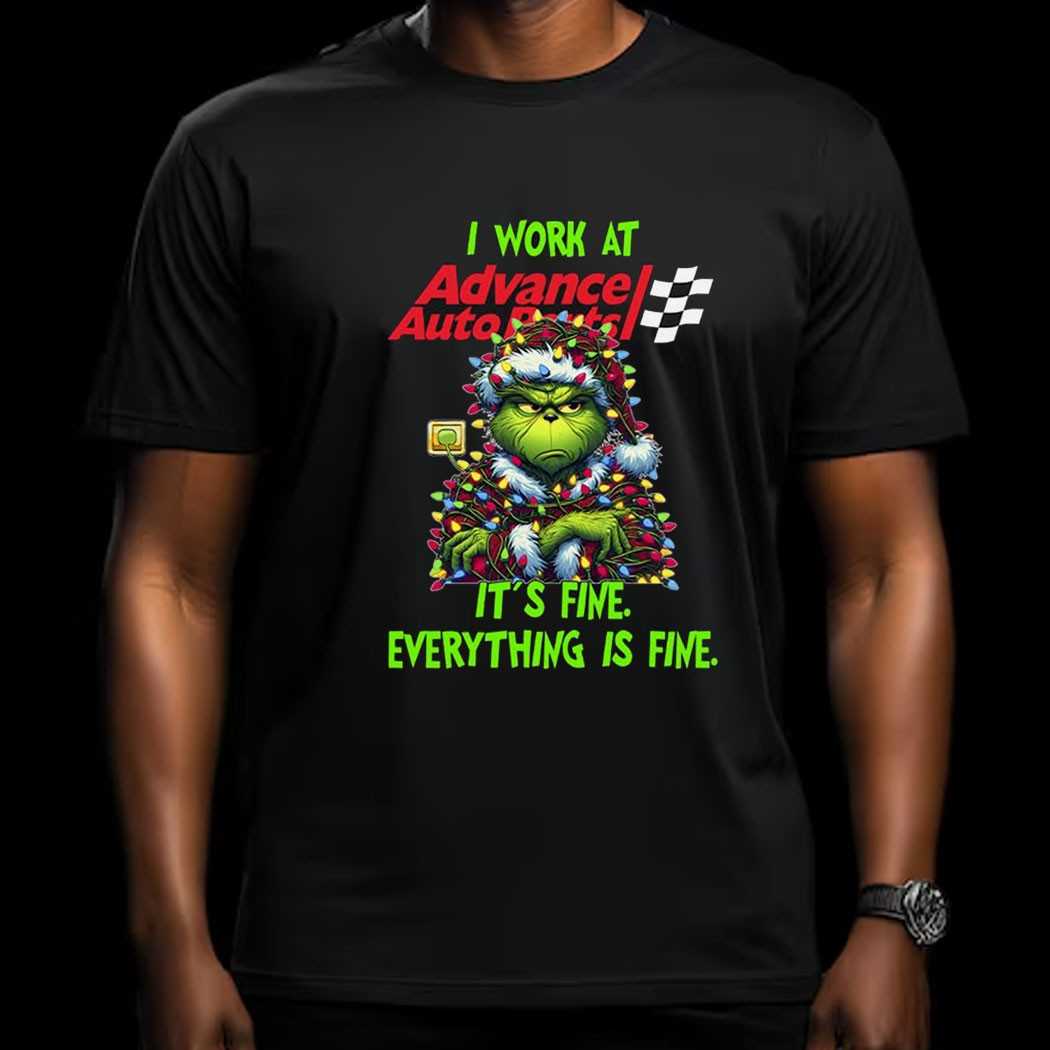 Grinch I Work At Autozone It’s Fine Everything Is Fine Christmas Lights T-shirt Grinch I Work At Autozone It’s Fine Everything Is Fine Christmas Lights T-shirt