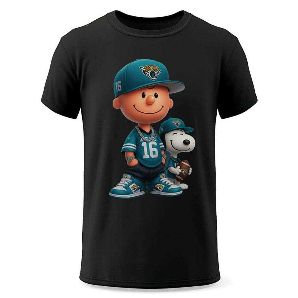 Jacksonville Jaguars Charlie Brown Snoopy Peanuts Crewneck Sweatshirt Jacksonville Jaguars Charlie Brown Snoopy Peanuts Crewneck Sweatshirt