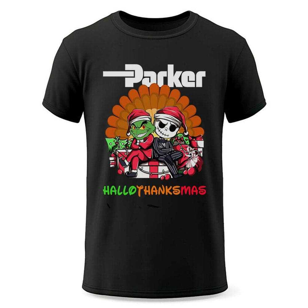 Parker Grinch And Jack Skellington Hallothanksmas Tee Parker Grinch And Jack Skellington Hallothanksmas Tee
