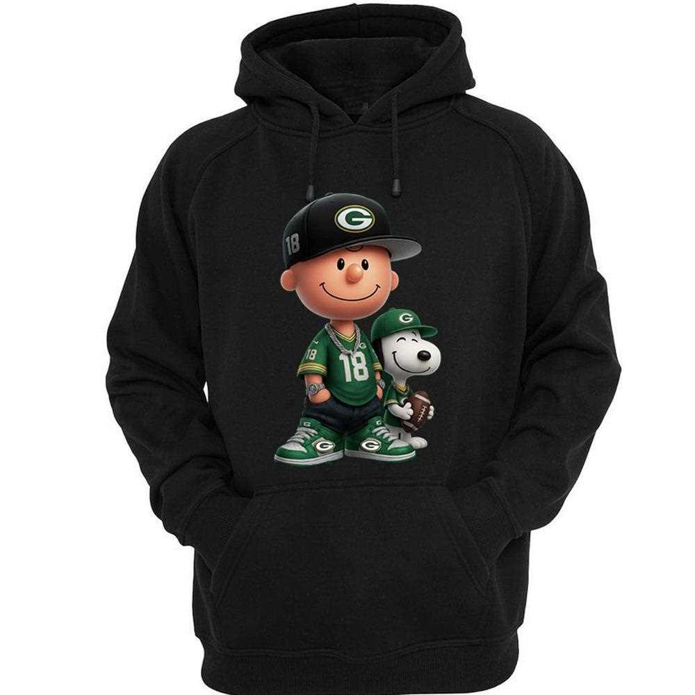 Green Bay Packers Charlie Brown Snoopy Peanuts Crewneck Sweatshirt Green Bay Packers Charlie Brown Snoopy Peanuts Crewneck Sweatshirt