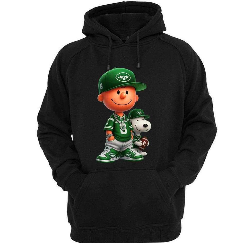 New York Jets Charlie Brown And Snoopy Sweatshirt New York Jets Charlie Brown And Snoopy Sweatshirt