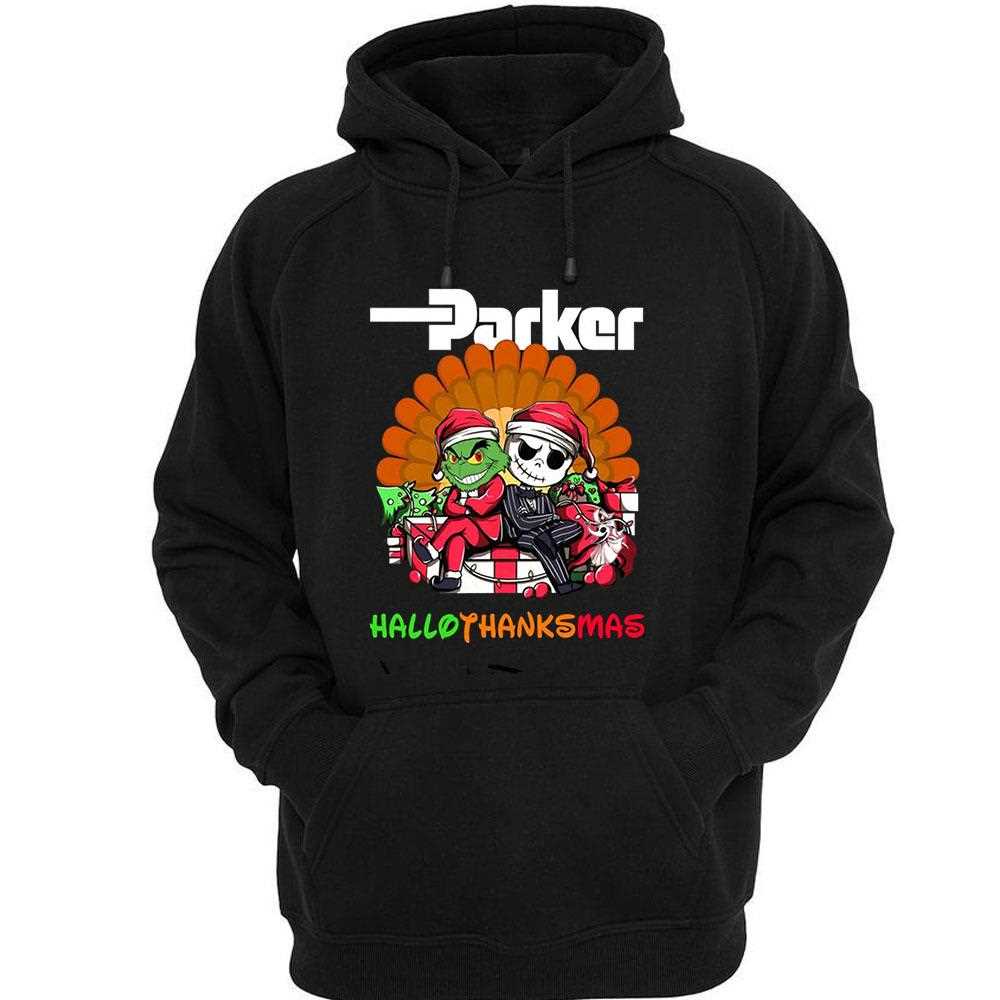 Parker Grinch And Jack Skellington Hallothanksmas Tee Parker Grinch And Jack Skellington Hallothanksmas Tee
