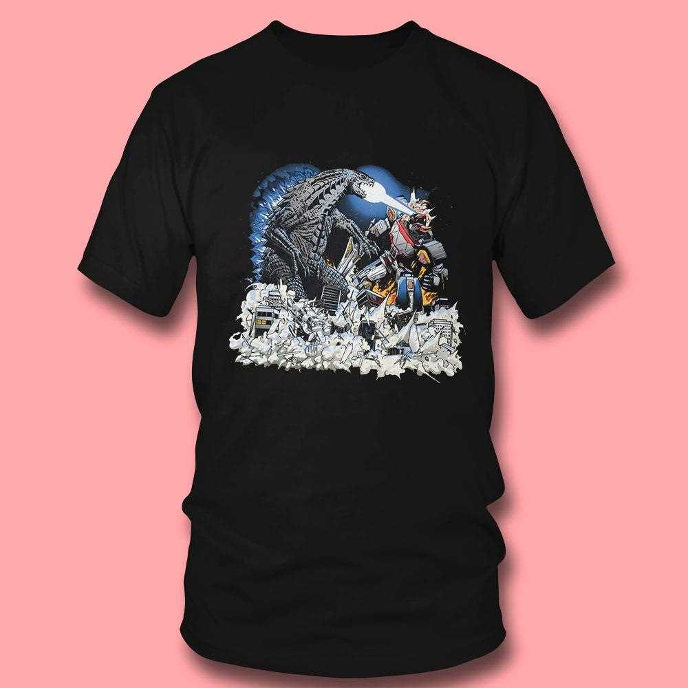 Godzilla Vs Power Rangers Megazord Battle T-shirt Godzilla Vs Power Rangers Megazord Battle T-shirt