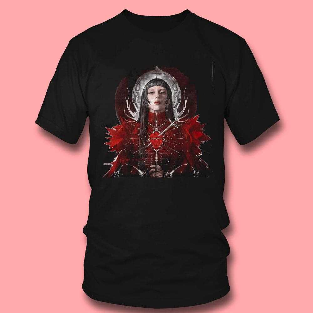 Gothic Lady Of Sorrow With Red Heart And Dagger T-shirt Gothic Lady Of Sorrow With Red Heart And Dagger T-shirt