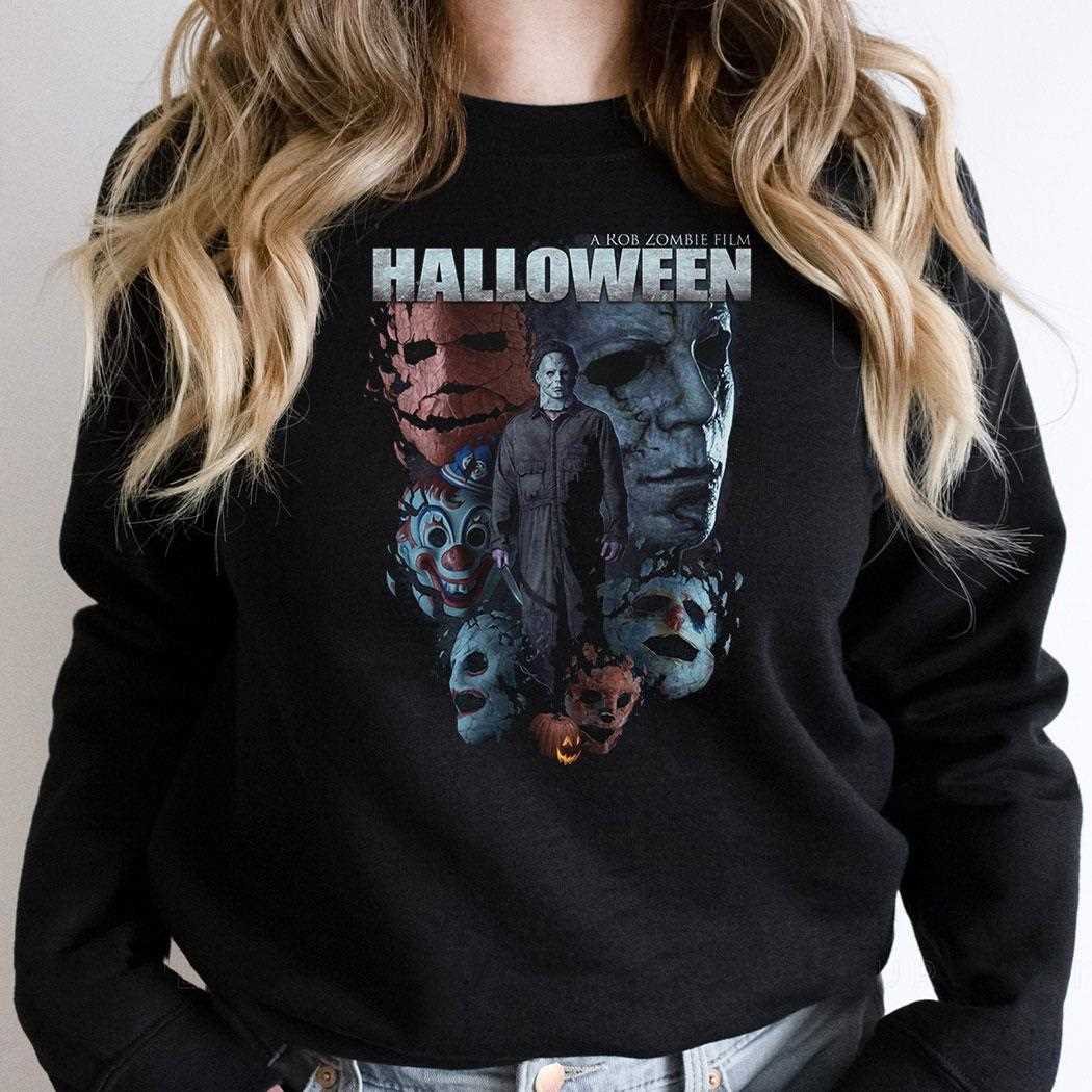 Rob Zombie’s Halloween Michael Myers And Masks Collage Shirt Rob Zombie’s Halloween Michael Myers And Masks Collage Shirt