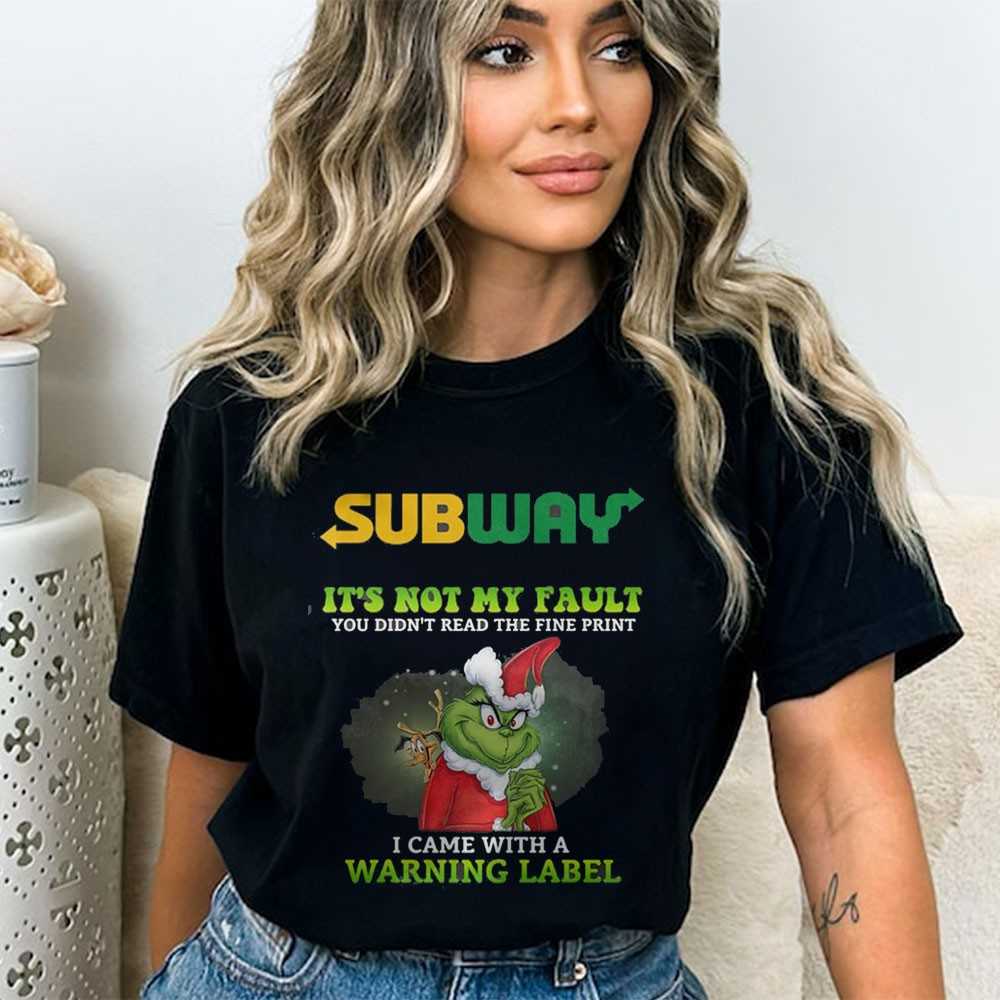 Grinch Subway Warning Label T-shirt Grinch Subway Warning Label T-shirt