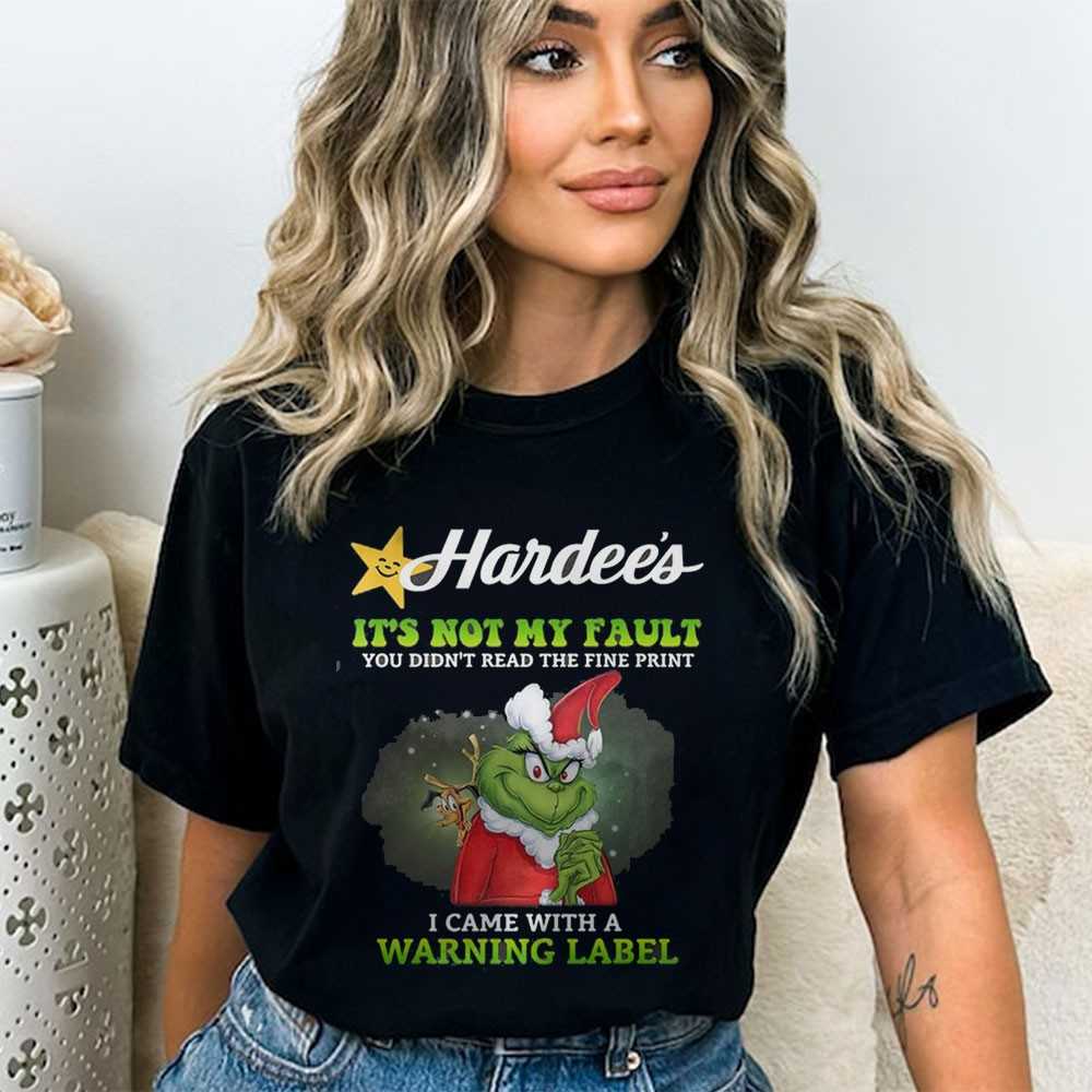 Hardee’s Grinch Warning Label Tee Hardee’s Grinch Warning Label Tee