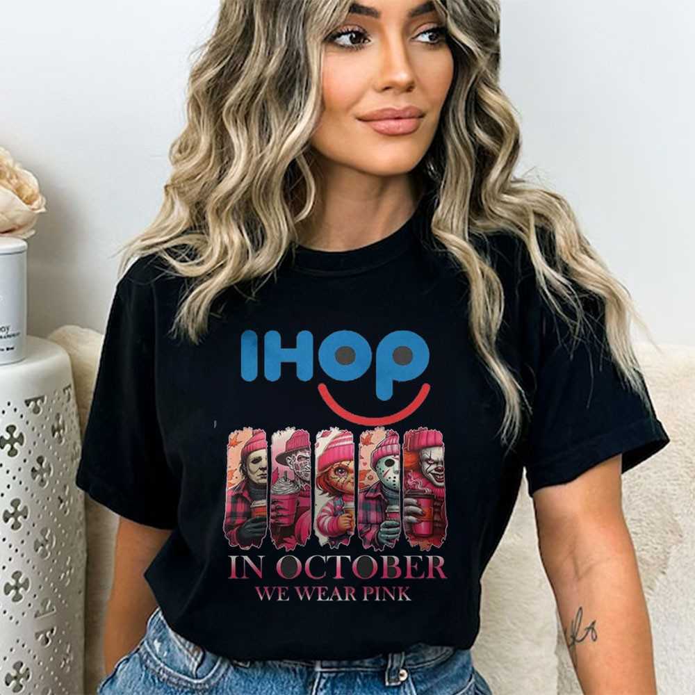 Ihop Horror Characters In October We Wear Pink Tee Ihop Horror Characters In October We Wear Pink Tee