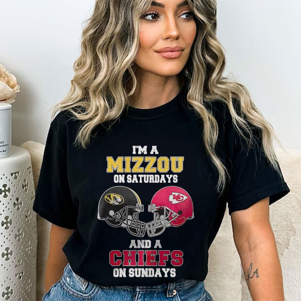 Im A Mizzou Tigers On Saturdays And A Kansas City Chiefs On Sunday Helmet Shirt Im A Mizzou Tigers On Saturdays And A Kansas City Chiefs On Sunday Helmet Shirt
