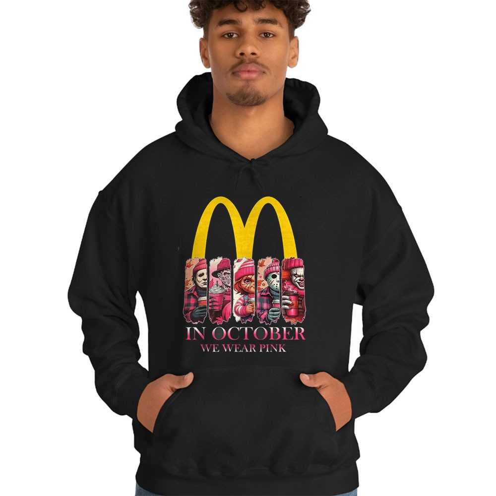 Mcdonald’s Horror Characters In October We Wear Pink Tee Mcdonald’s Horror Characters In October We Wear Pink Tee