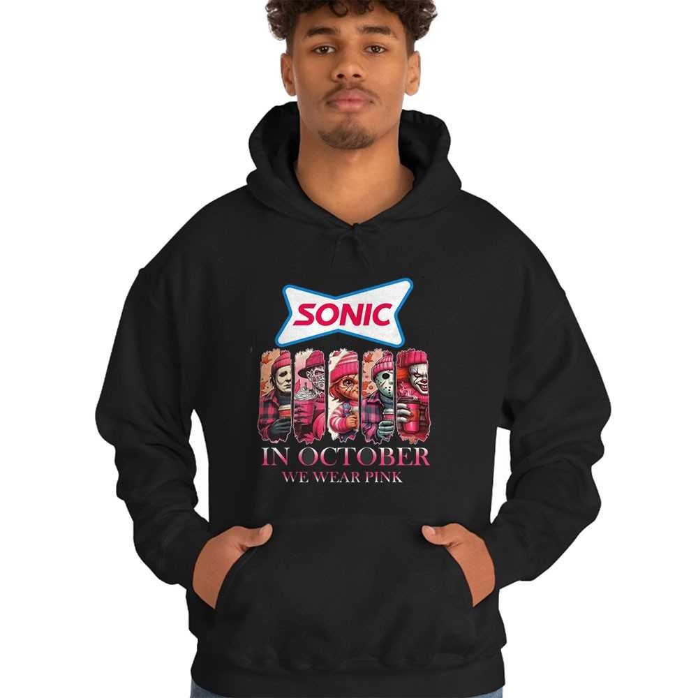 Sonic Horror Characters In October We Wear Pink Tee Sonic Horror Characters In October We Wear Pink Tee