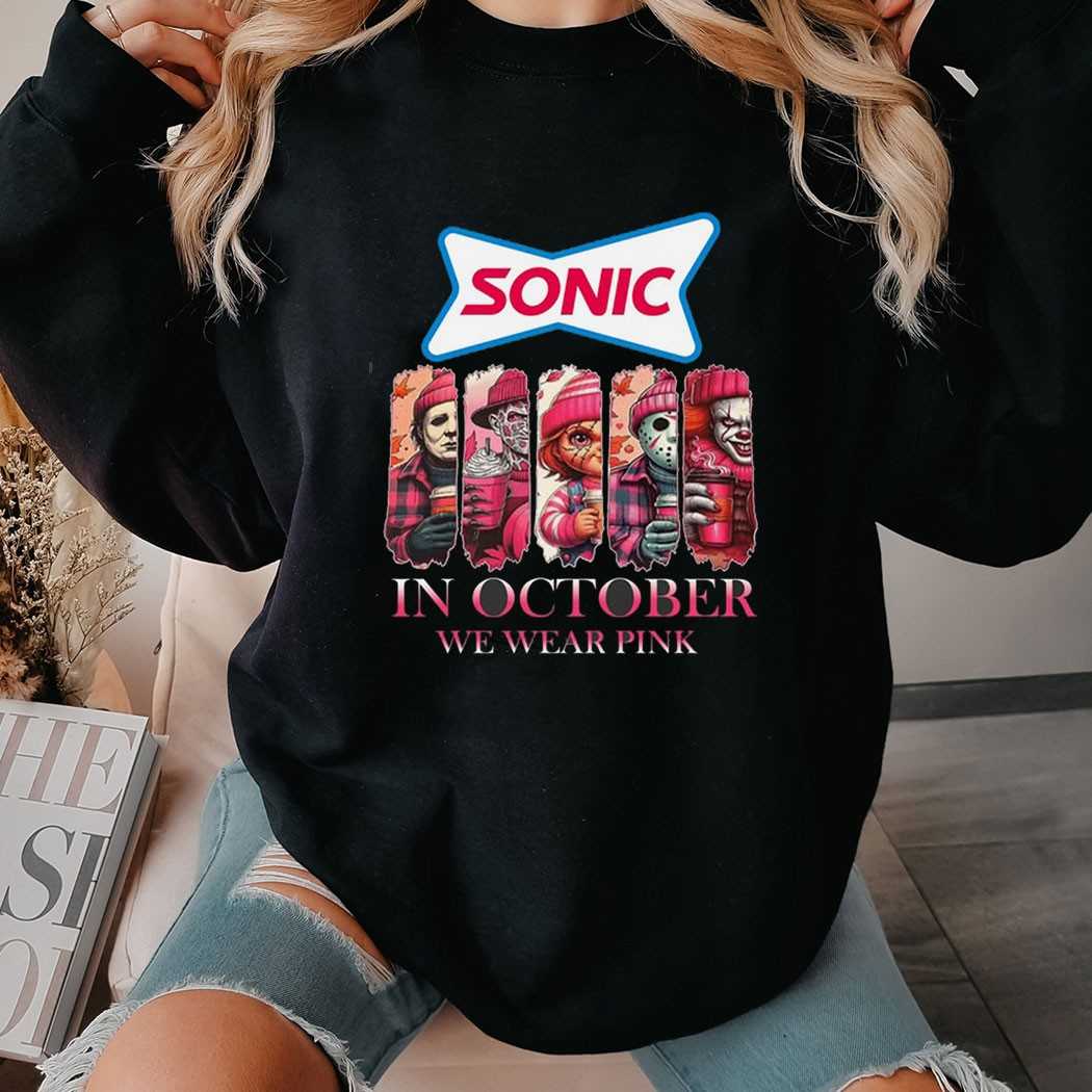 Sonic Horror Characters In October We Wear Pink Tee Sonic Horror Characters In October We Wear Pink Tee