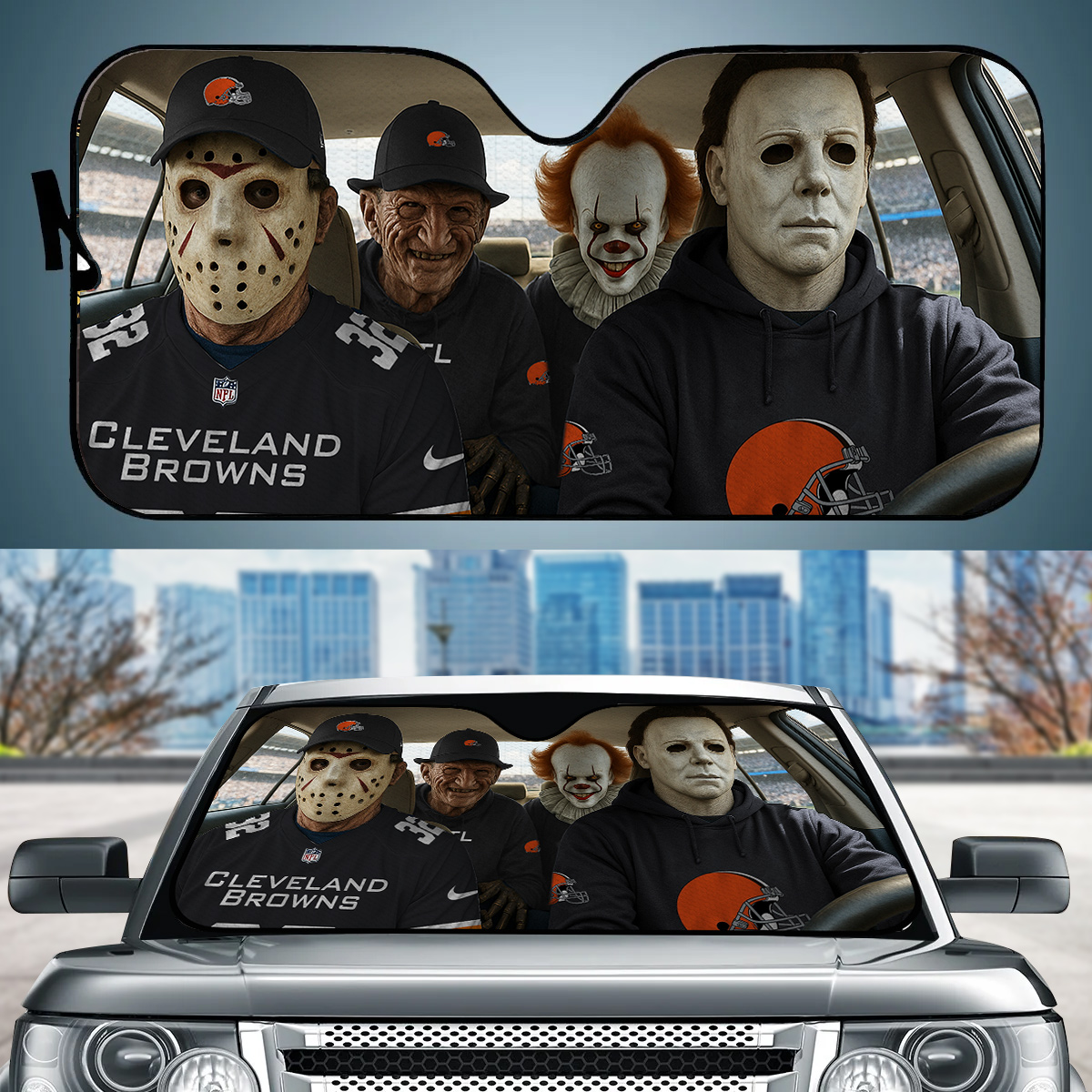 Chicago Bears Jason Freddy Pennywise Michael Myers Car Auto Sunshade
