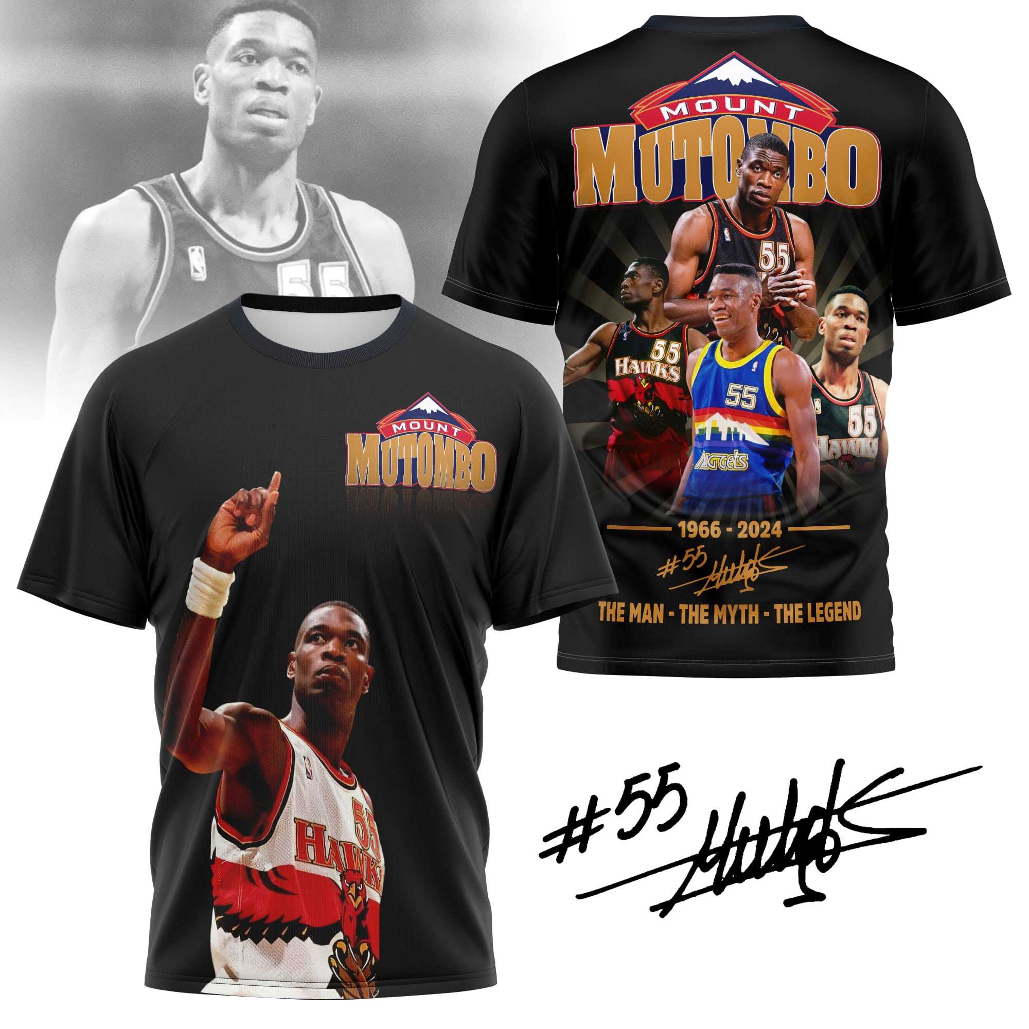 Dikembe Mutombo Mount Mutombo The Legend Pointing Up Shirt