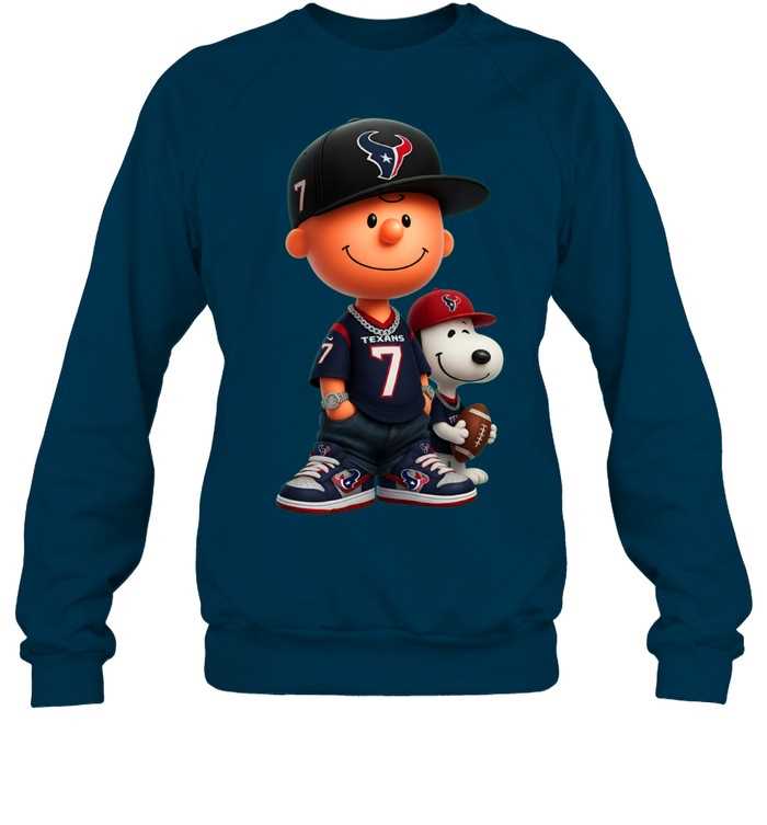 Houston Texans Charlie Brown Snoopy Peanuts Crewneck Sweatshirt Houston Texans Charlie Brown Snoopy Peanuts Crewneck Sweatshirt