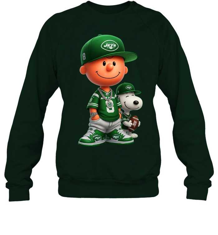 New York Jets Charlie Brown And Snoopy Sweatshirt New York Jets Charlie Brown And Snoopy Sweatshirt