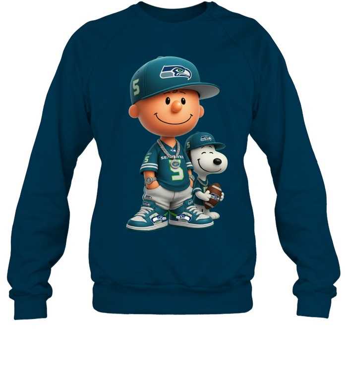 Seattle Seahawks Charlie Brown Snoopy Peanuts Crewneck Sweatshirt Seattle Seahawks Charlie Brown Snoopy Peanuts Crewneck Sweatshirt