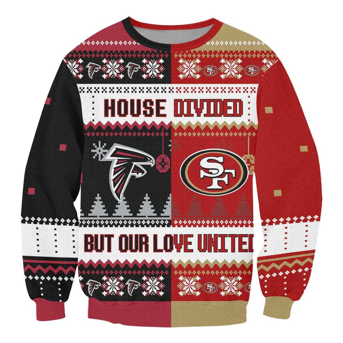 Atlanta Falcons Dallas Cowboys House Divided But Our Love United Ugly Christmas Sweater