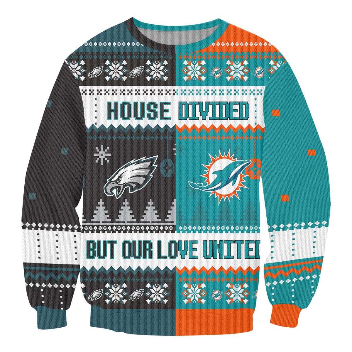 San Francisco 49ers Philadelphia Eagles House Divided But Our Love United Ugly Christmas Sweater