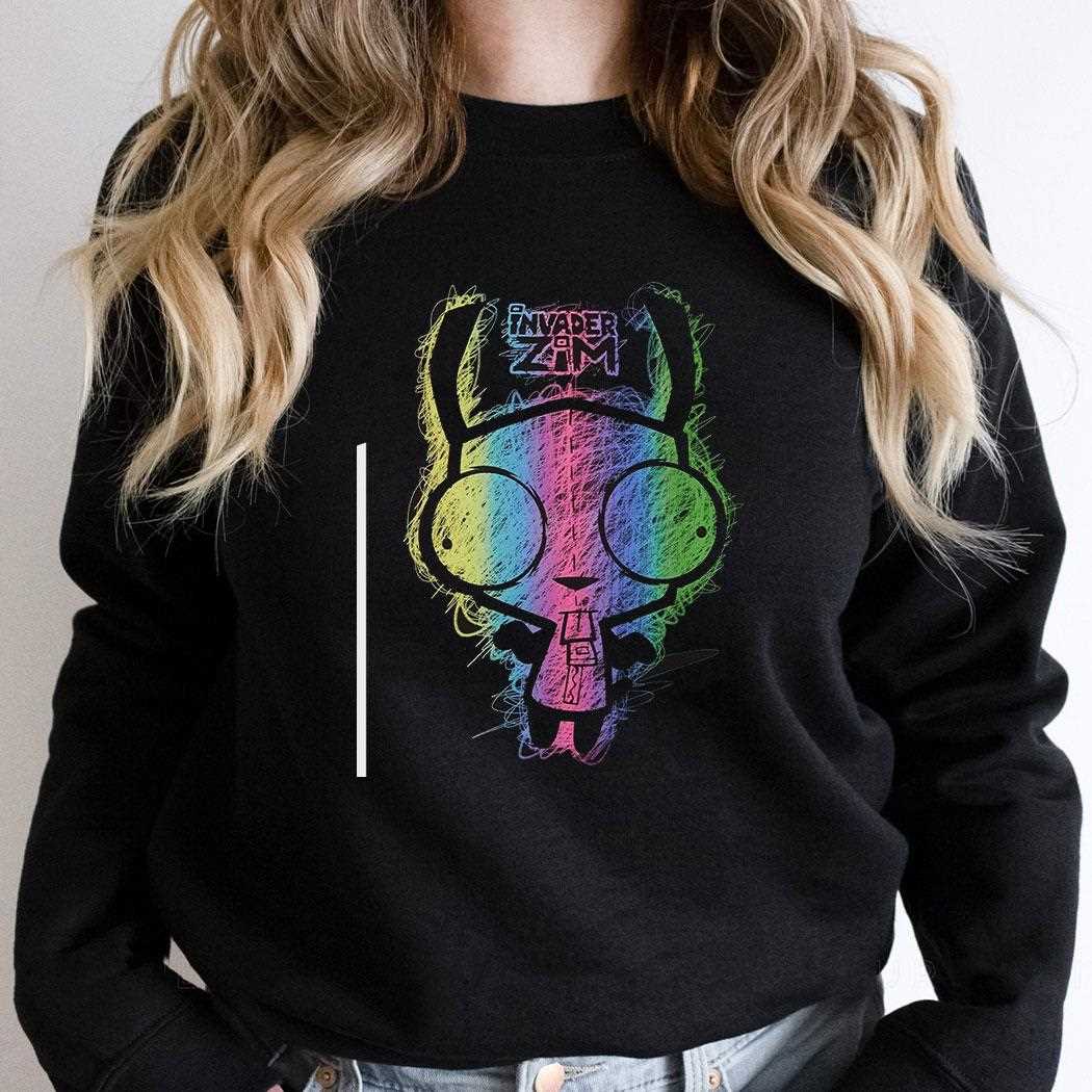 Invader Zim Gir Rainbow Scribble T-shirt Invader Zim Gir Rainbow Scribble T-shirt
