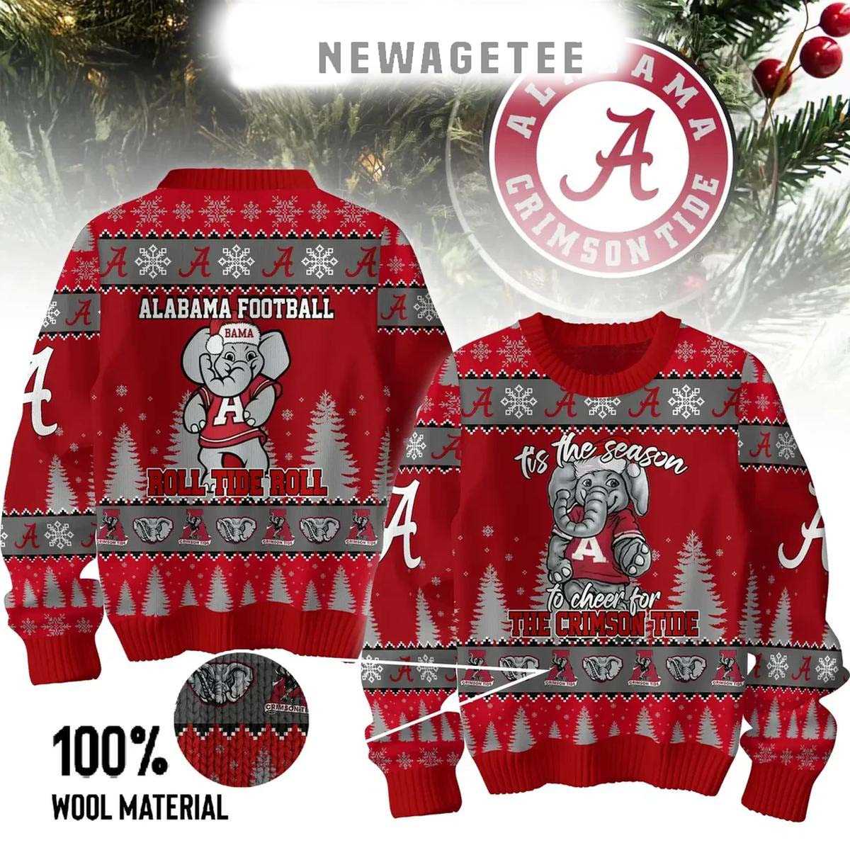 Alabama Crimson Tide Alabama Football Roll Tide 2025 Ugly Christmas Sweater
