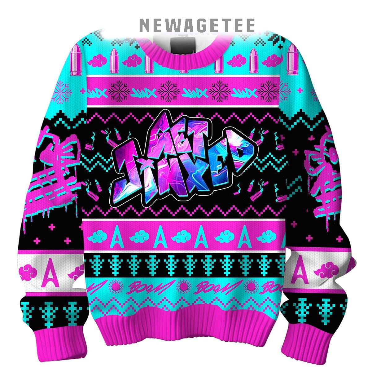 Arcane League Of Legends Jinx Was Here 2025 Ugly Christmas Sweater Arcane League Of Legends Jinx Was Here 2025 Ugly Christmas Sweater