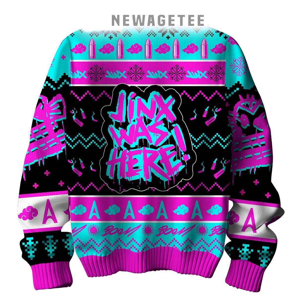 Arcane League Of Legends Jinx Was Here 2025 Ugly Christmas Sweater Arcane League Of Legends Jinx Was Here 2025 Ugly Christmas Sweater