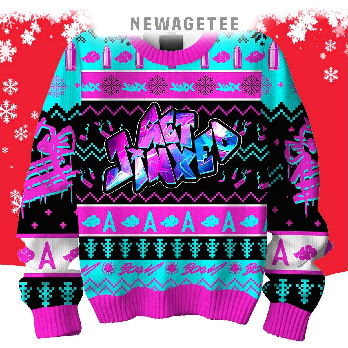 Arcane League Of Legends Jinx Was Here 2025 Ugly Christmas Sweater Arcane League Of Legends Jinx Was Here 2025 Ugly Christmas Sweater