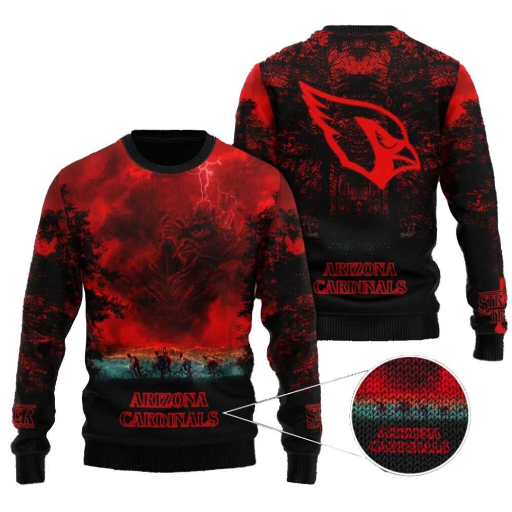 Arizona Cardinals X Stranger Things Christmas Ugly Sweater